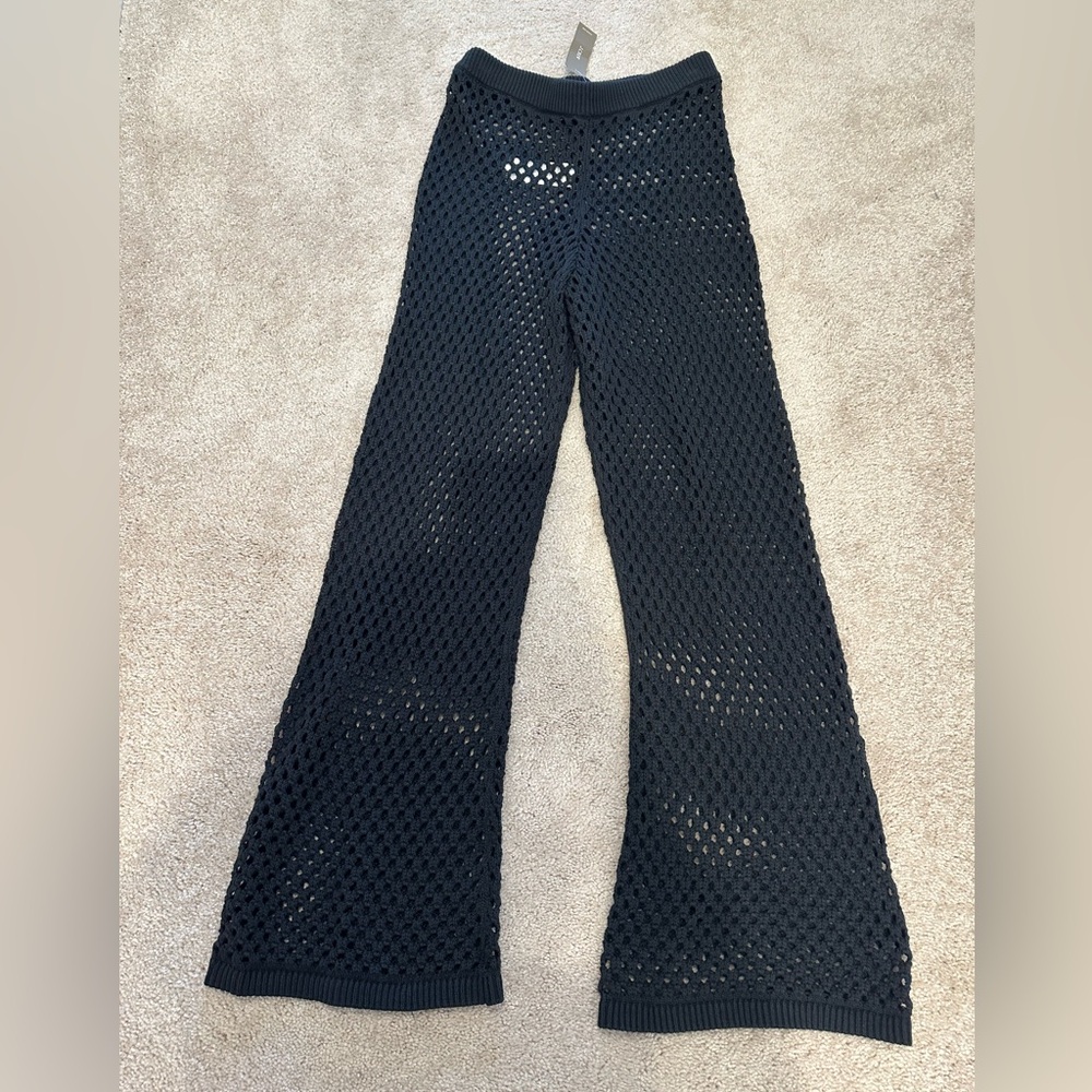 J. Crew Black Open-Knit Crochet Swim Coverup Pants